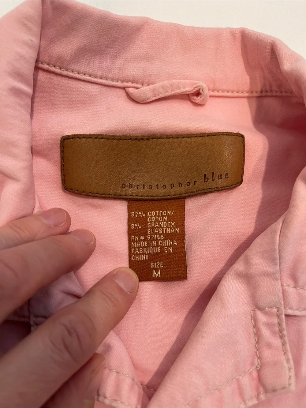 Christopher Blue Pink Cropped Denim Jacket
